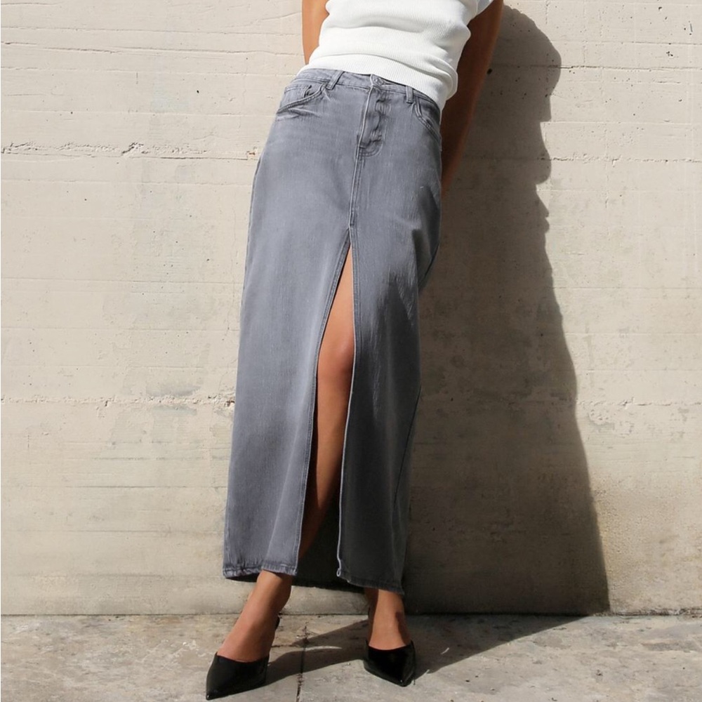 ZARA NWT Z1975 SLIT DENIM MIDI SKIRT